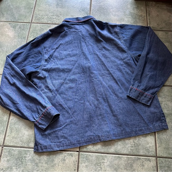 VTG Christmas Cats Denim Button Front Long Sleeve Dress Shirt - Picture 5 of 7